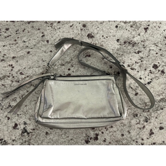 Lucky Brand Handbags - Lucky brand silver leather crossbody bag